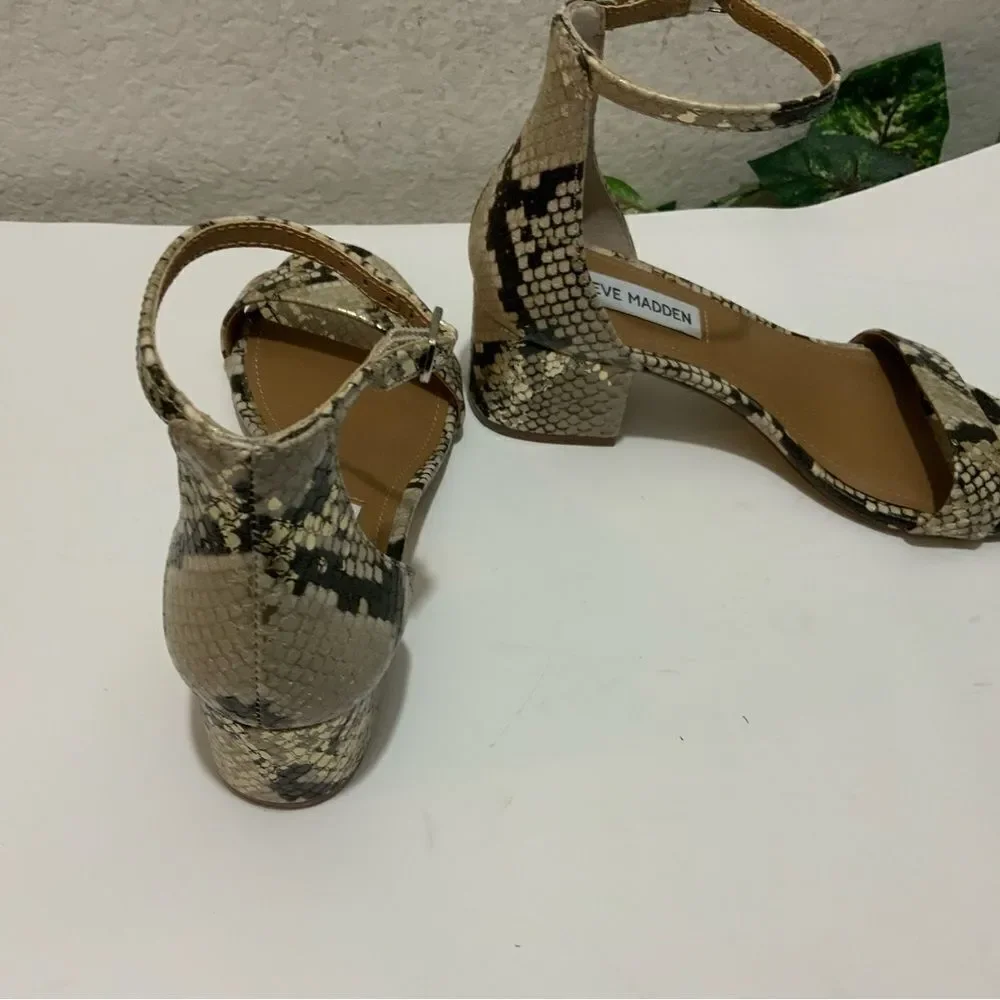 Steve Madden Irenee Snake Print Block Heel Sandals​ size 6 M New